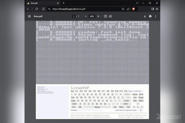 Linux запустили прямо внутри PDF-файла (видео) Linux запустили прямо внутри PDF-файла (видео)