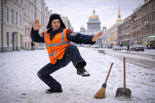 В Приморском районе Петербурга дворники устроили бой на лопатах во дворе В Приморском районе Петербурга дворники устроили бой на лопатах во дворе
