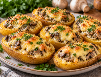 Картофельные лодочки с шампиньонами в духовке: сытное блюдо вместо привычного гарнира